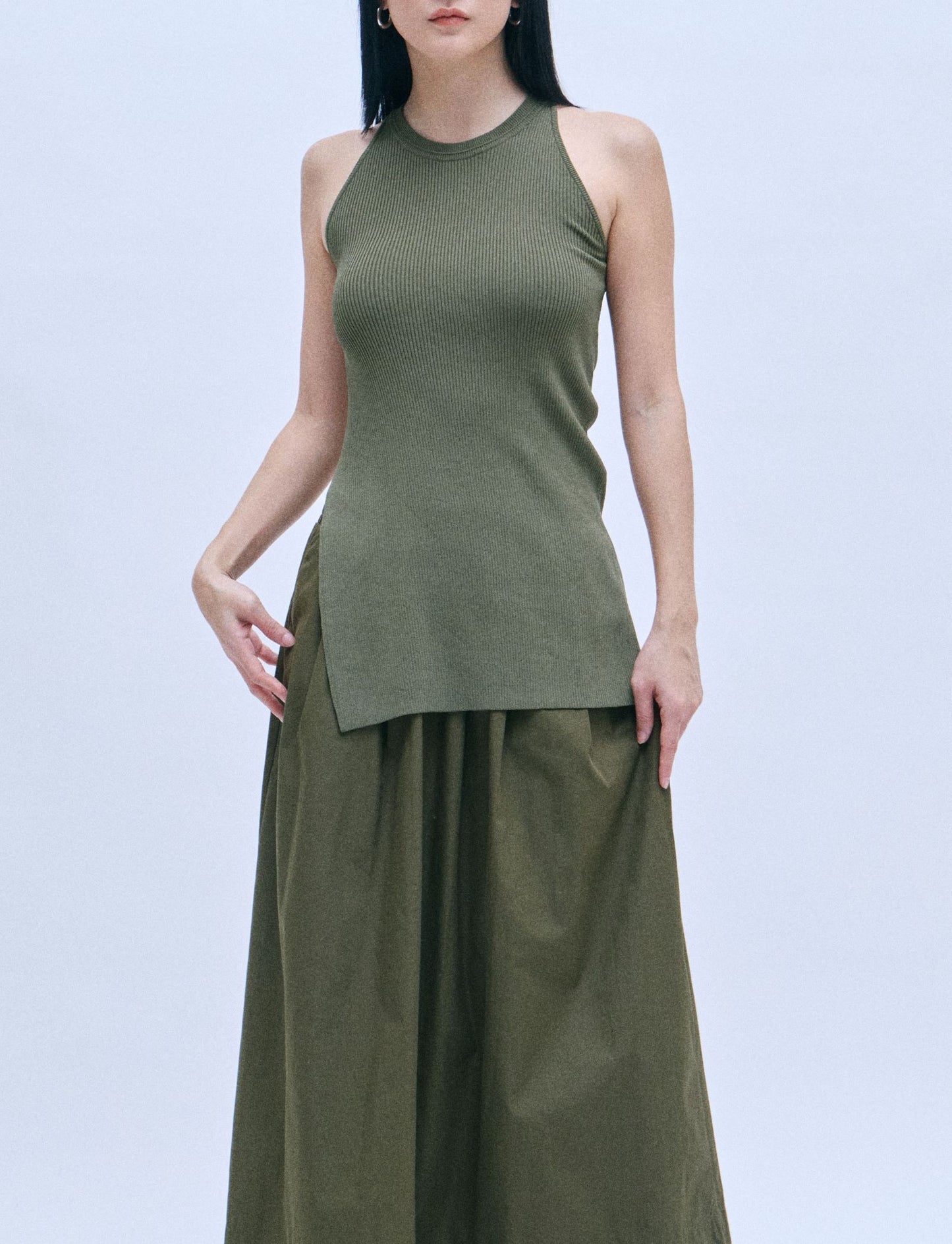 halter neck ribbed vest
