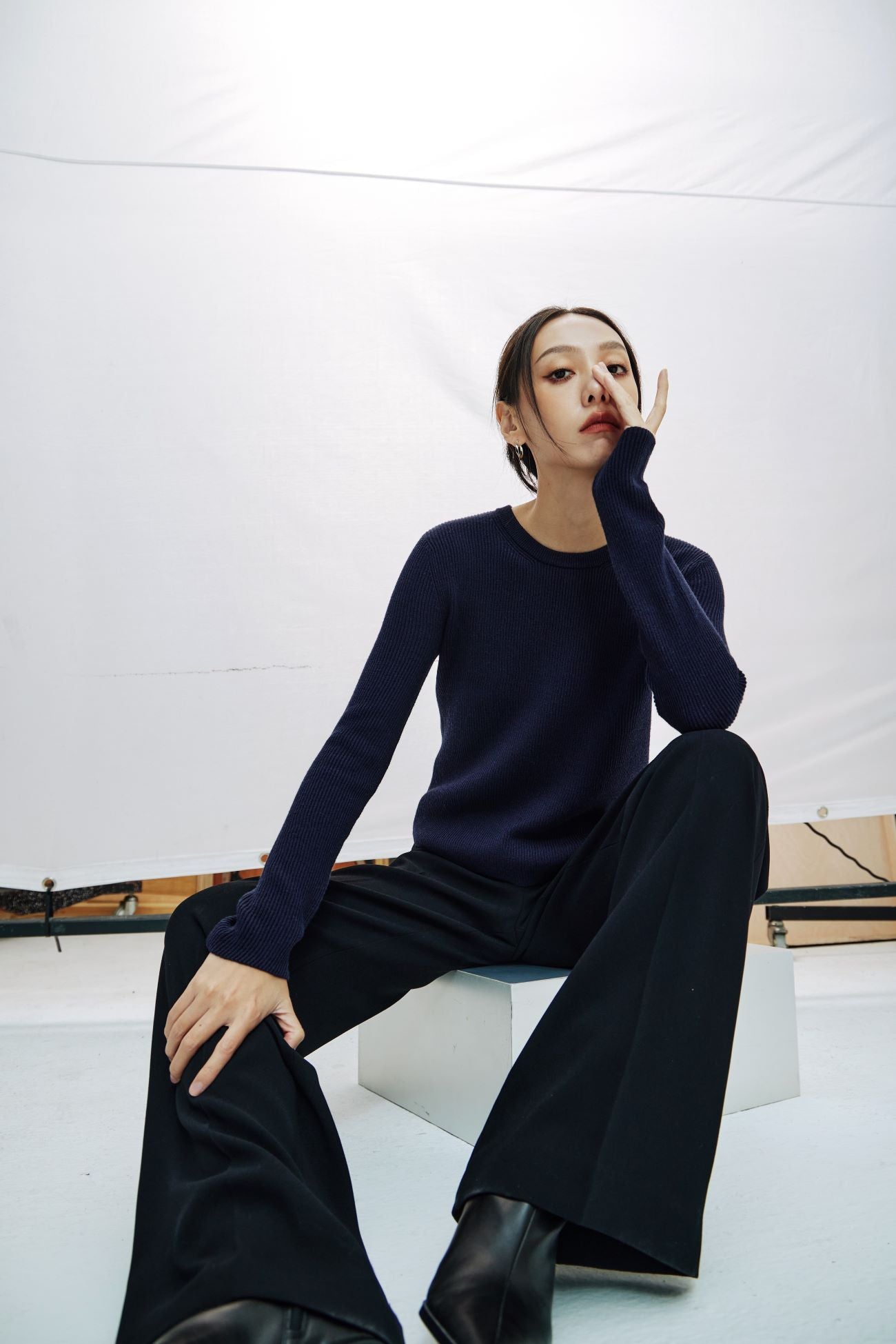 fine knitted wool blend top