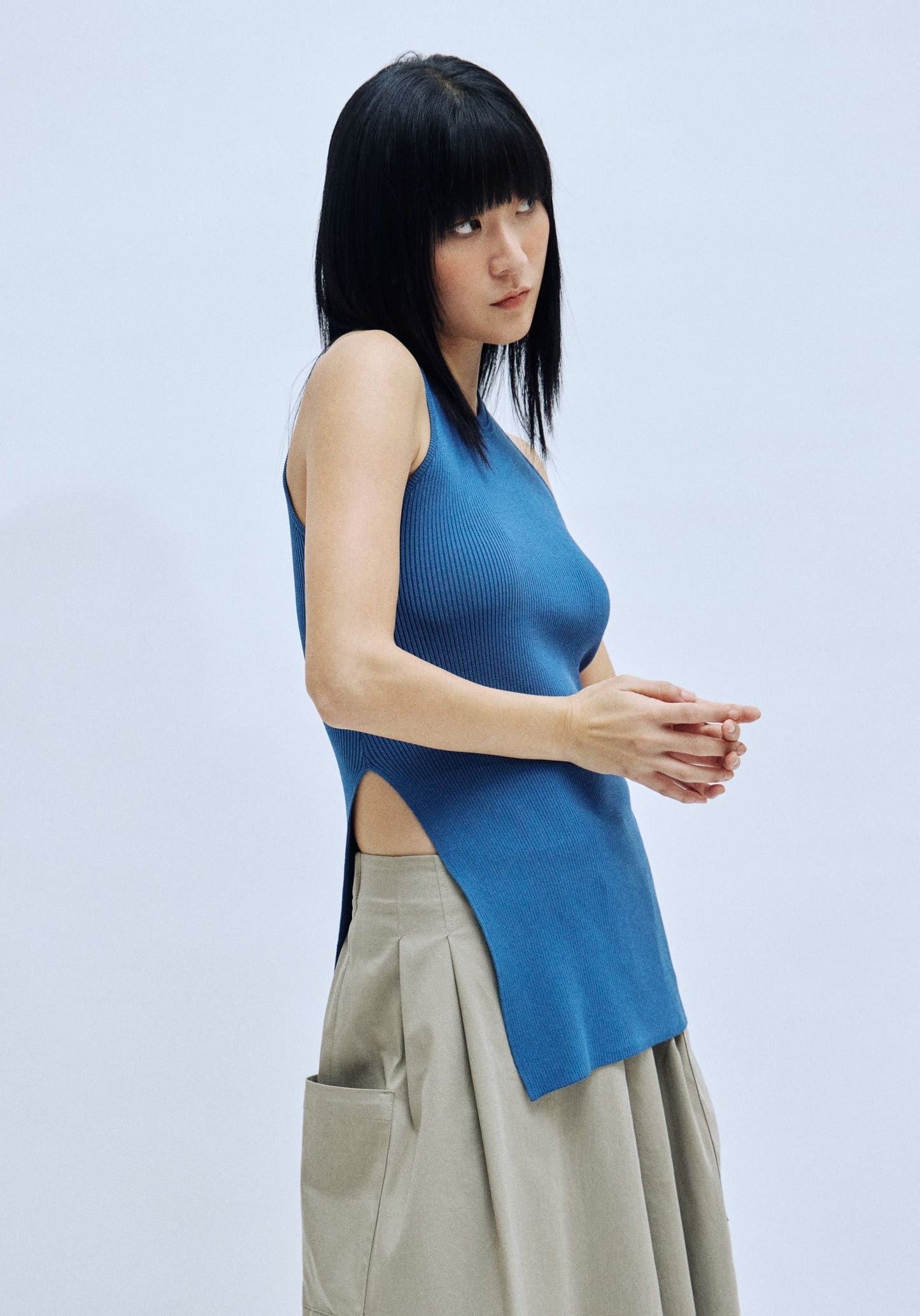 halter neck ribbed vest