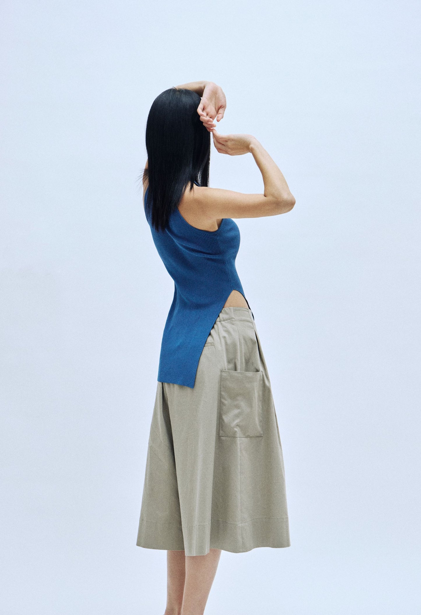 halter neck ribbed vest