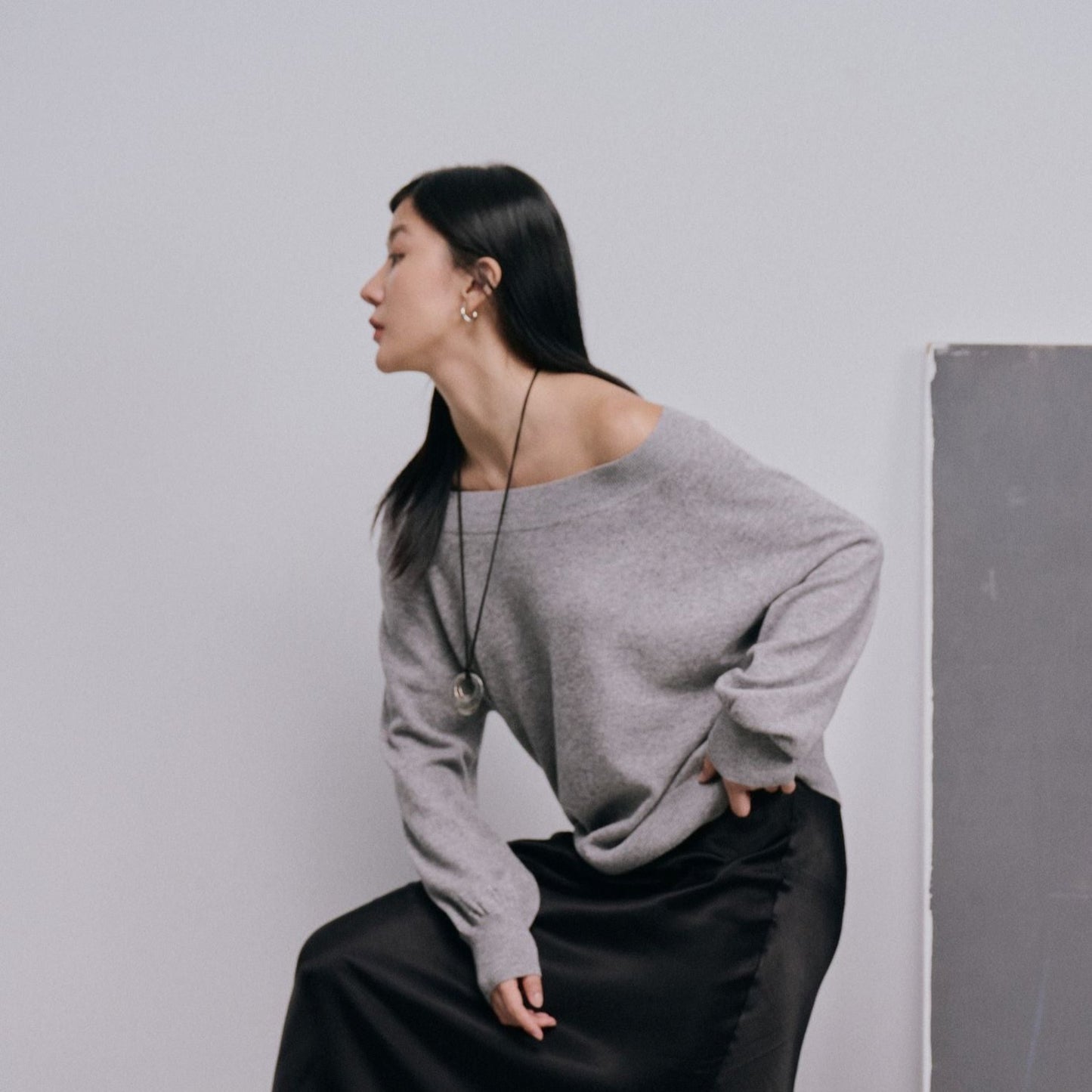 drop shoulder cashmere top