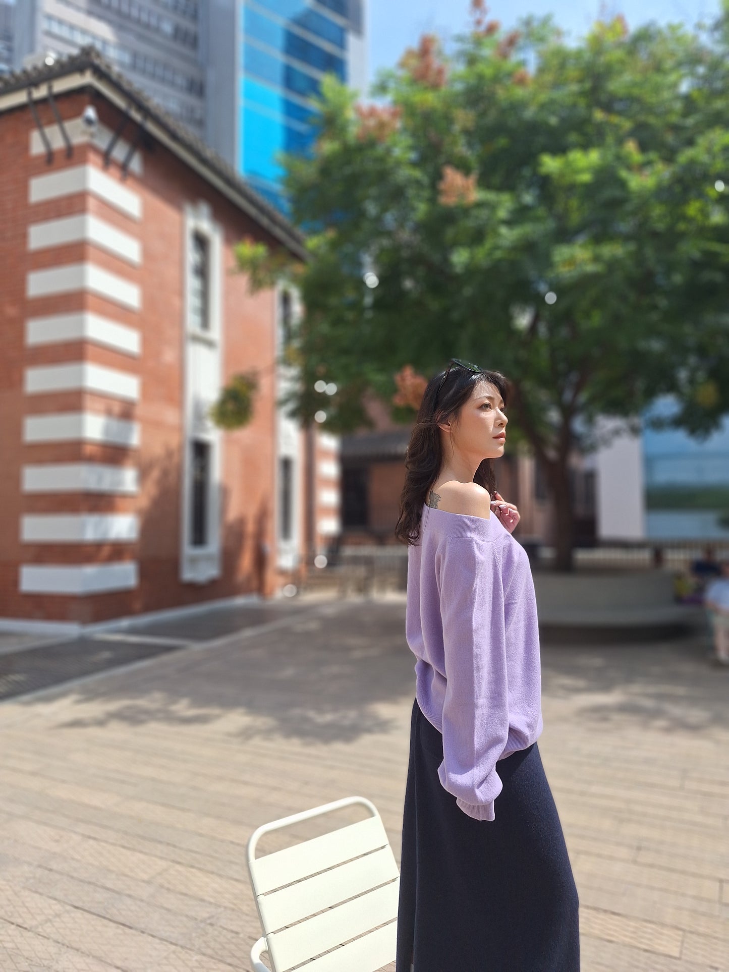 drop shoulder cashmere top