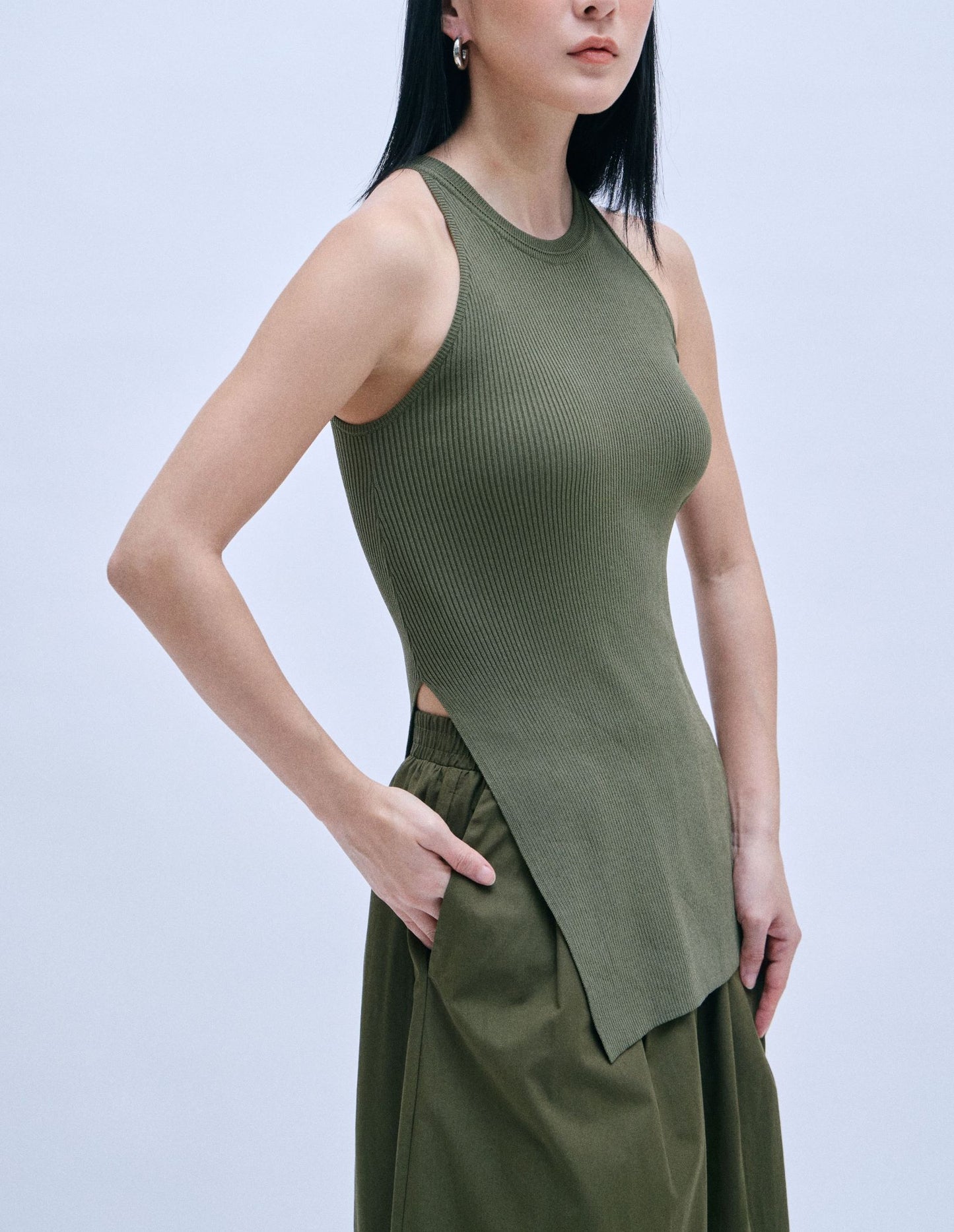 halter neck ribbed vest