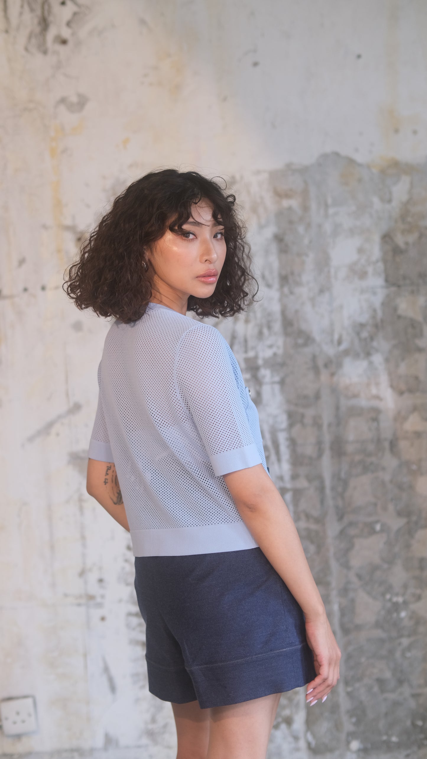light mesh knit top