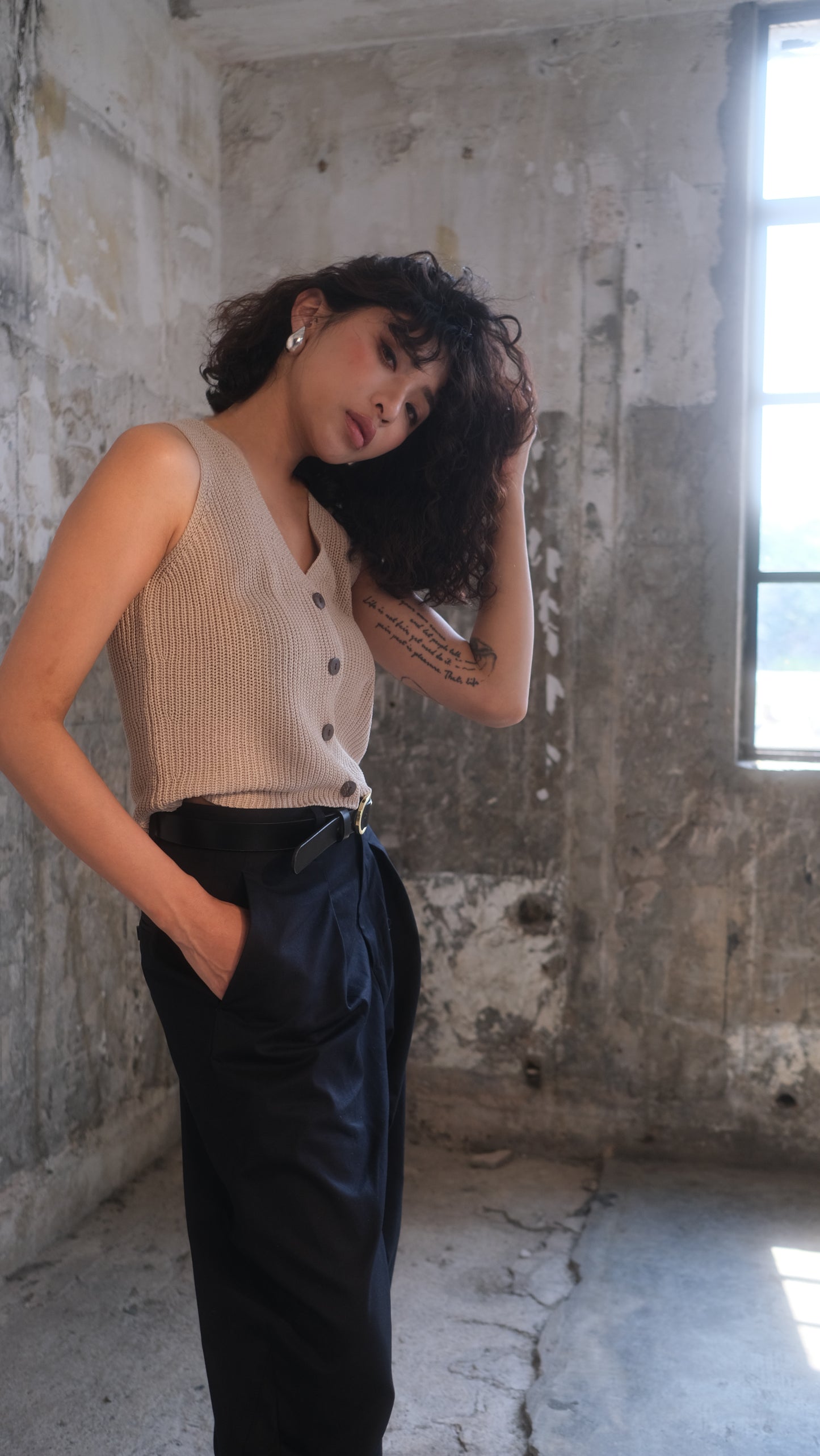 sleeveless knit top