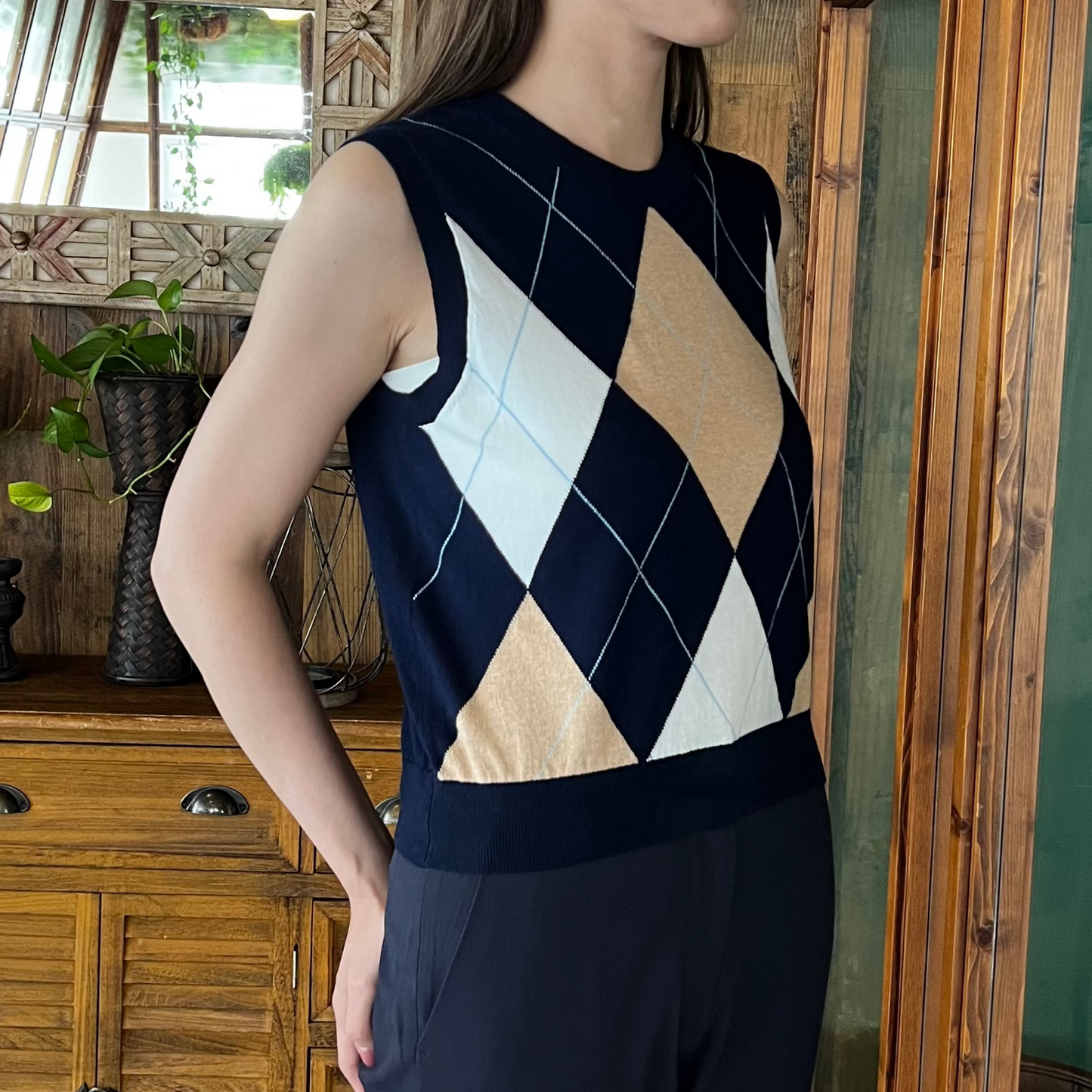 argyle round neck tank