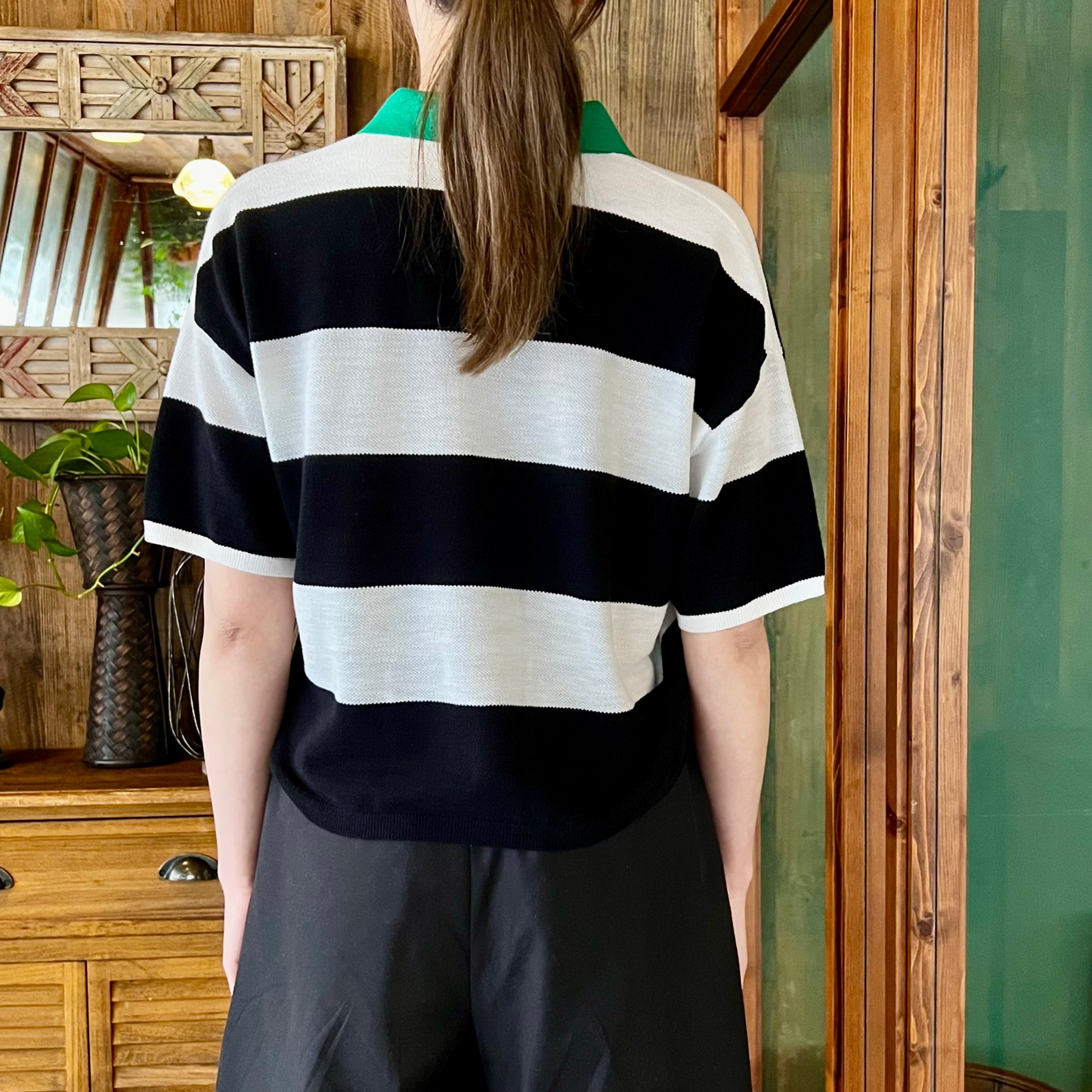 contrasting collar polo top