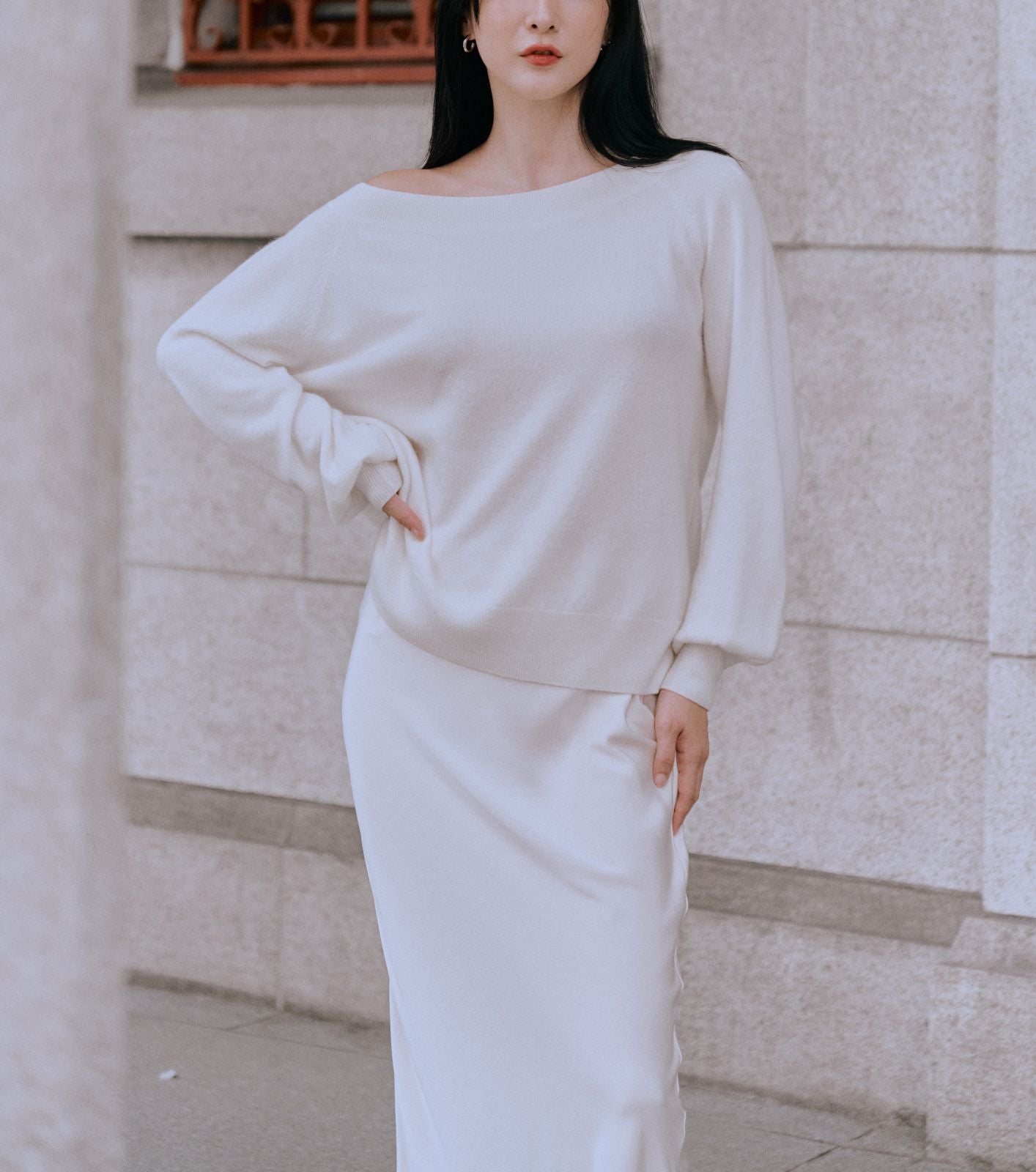 drop shoulder cashmere top