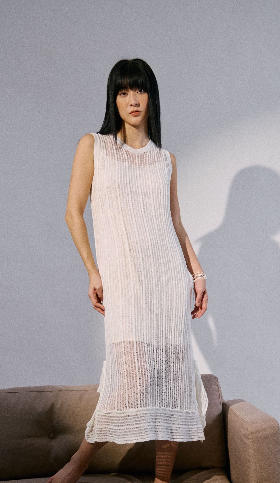 Linen blend knitted dress