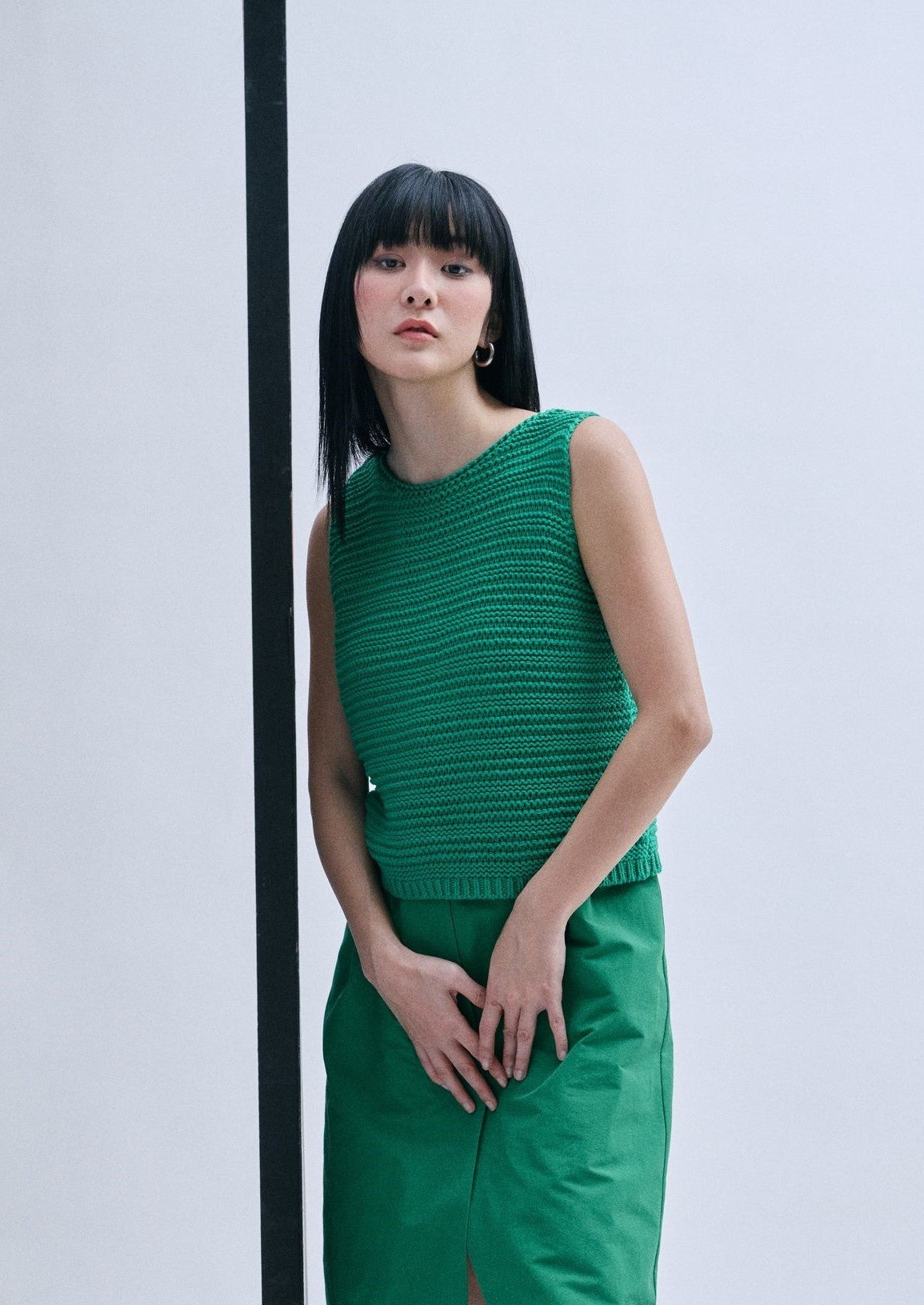 bold-cotton knit vest