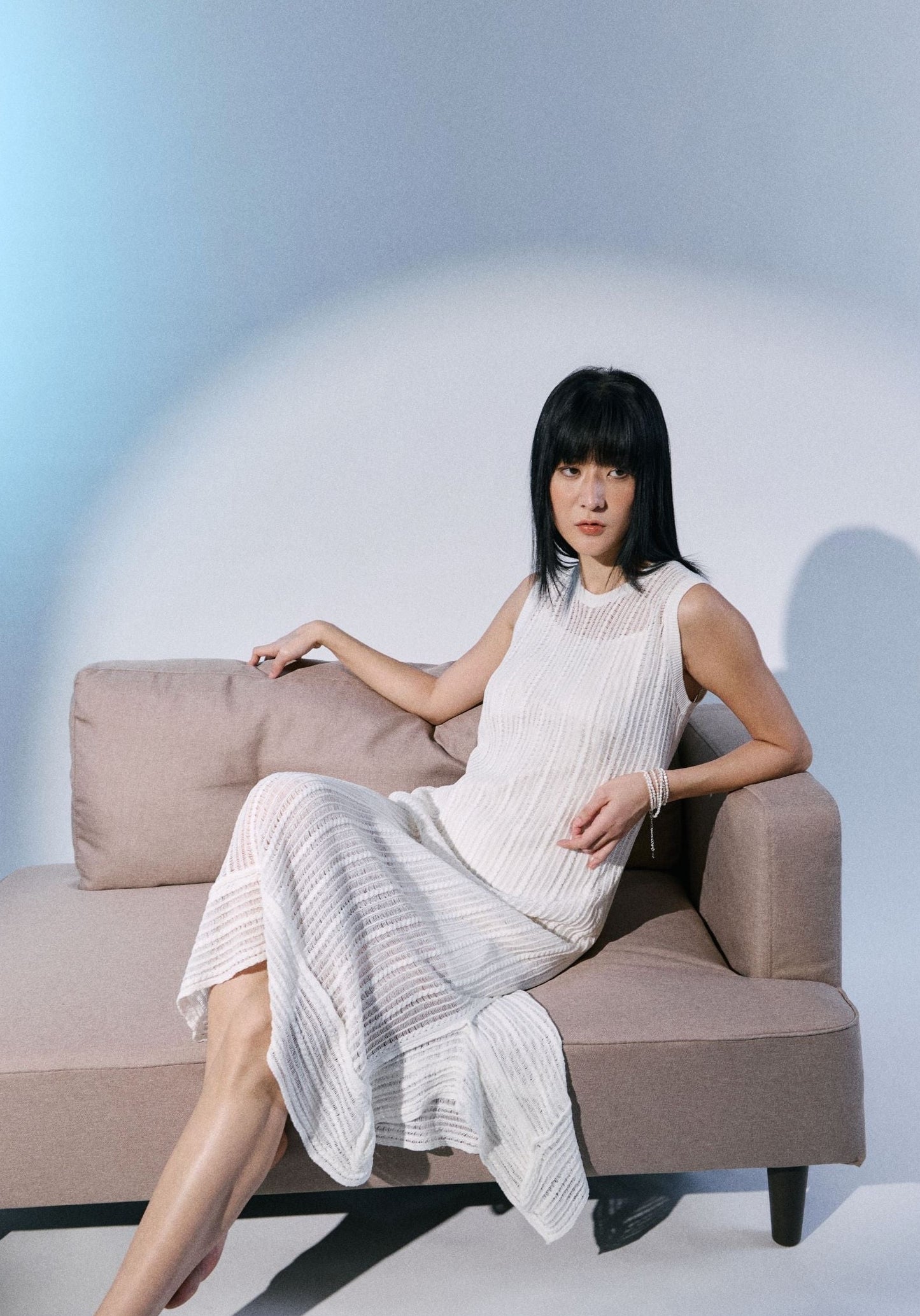 Linen blend knitted dress