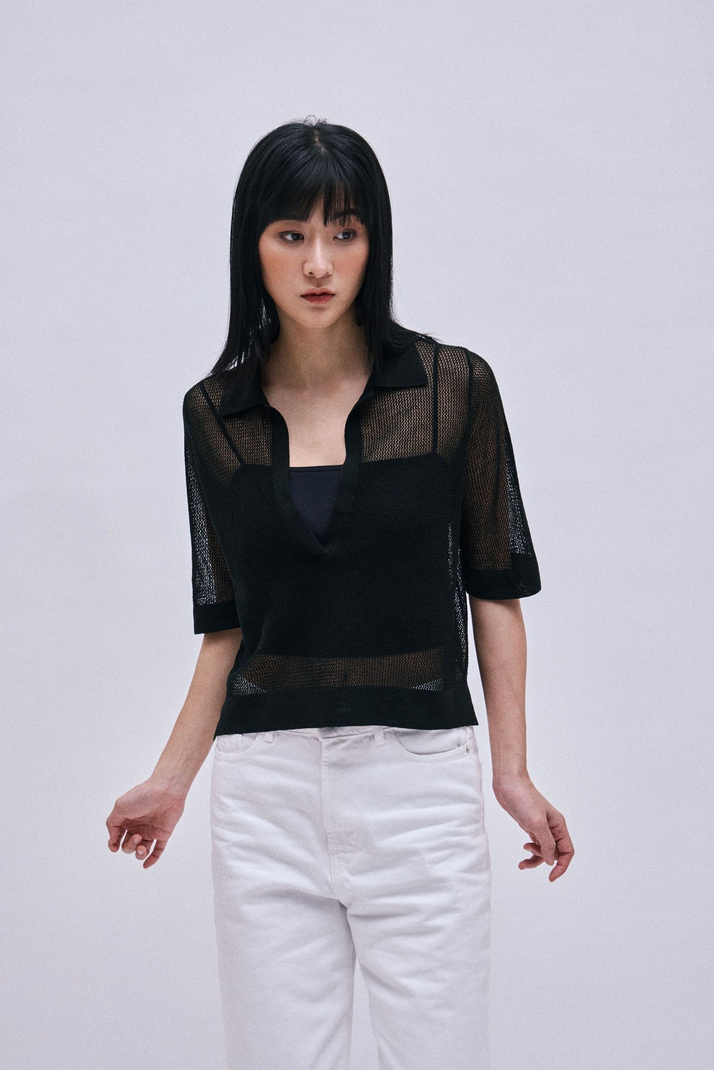 soft linen-blend polo top