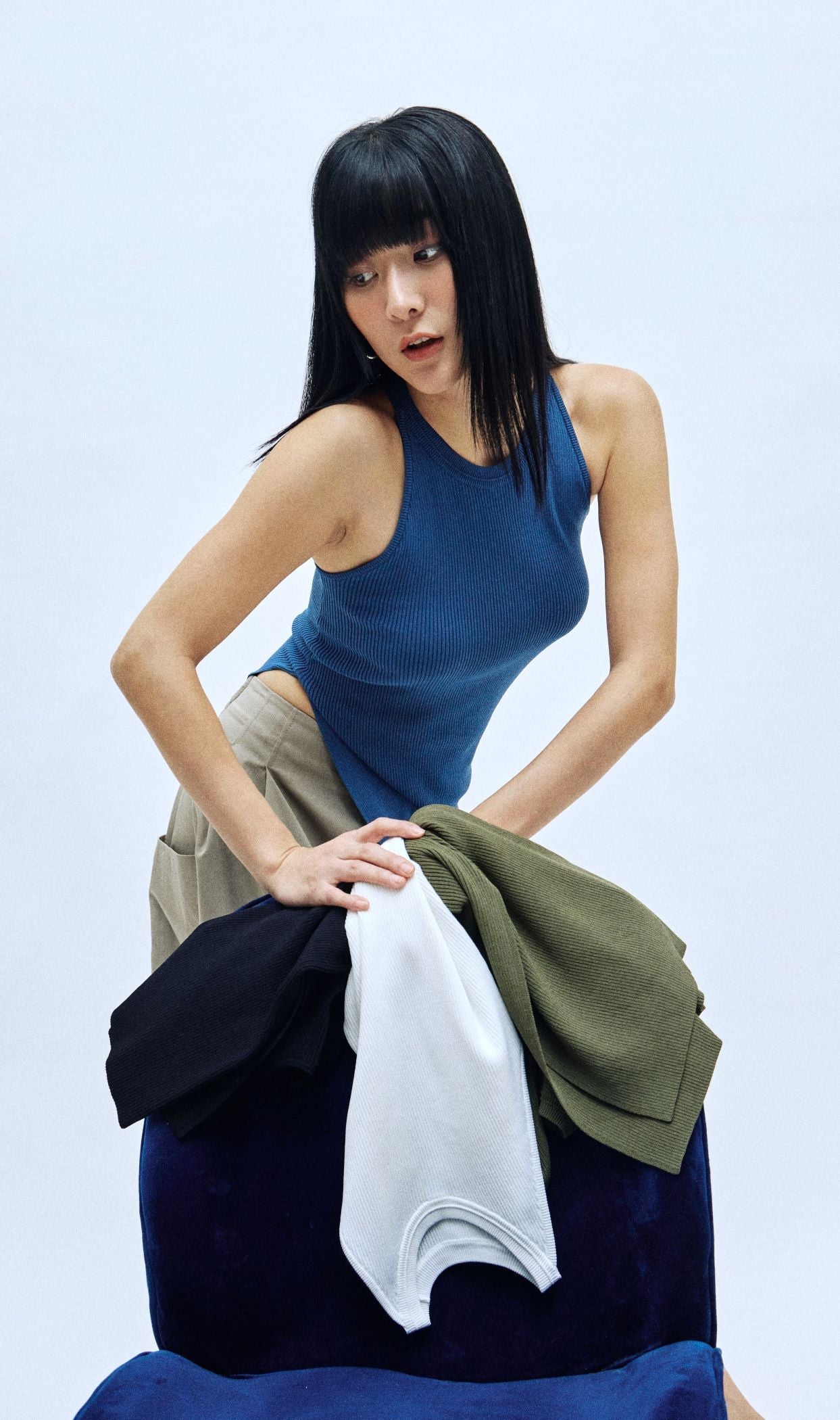 halter neck ribbed vest