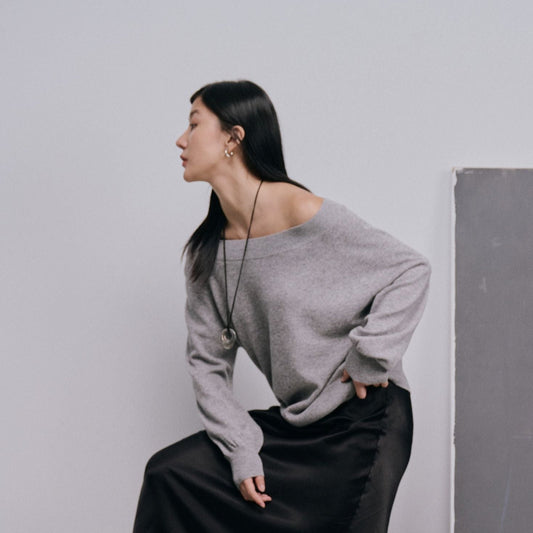 drop shoulder cashmere top
