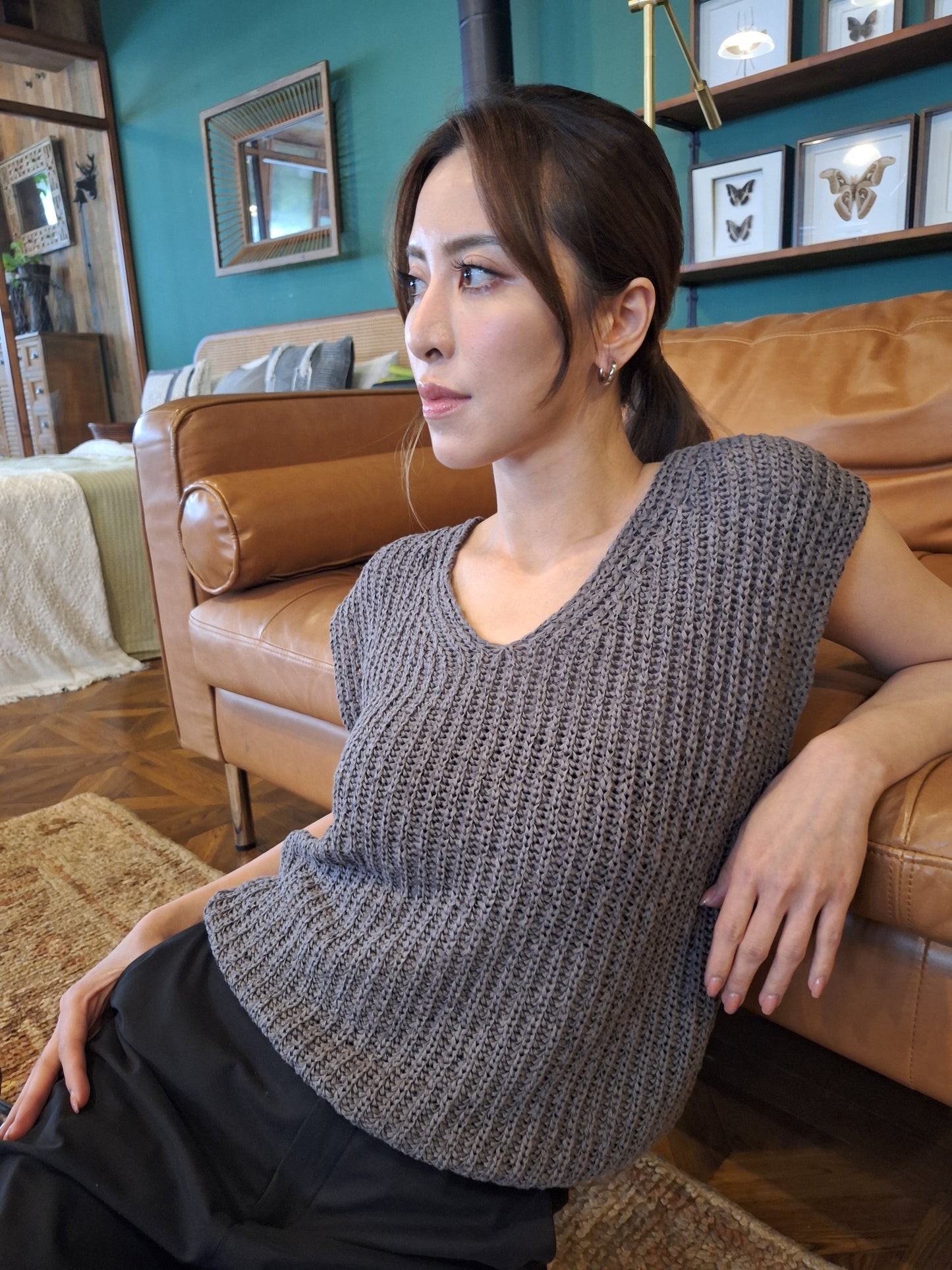 drop shoulder knitted tank