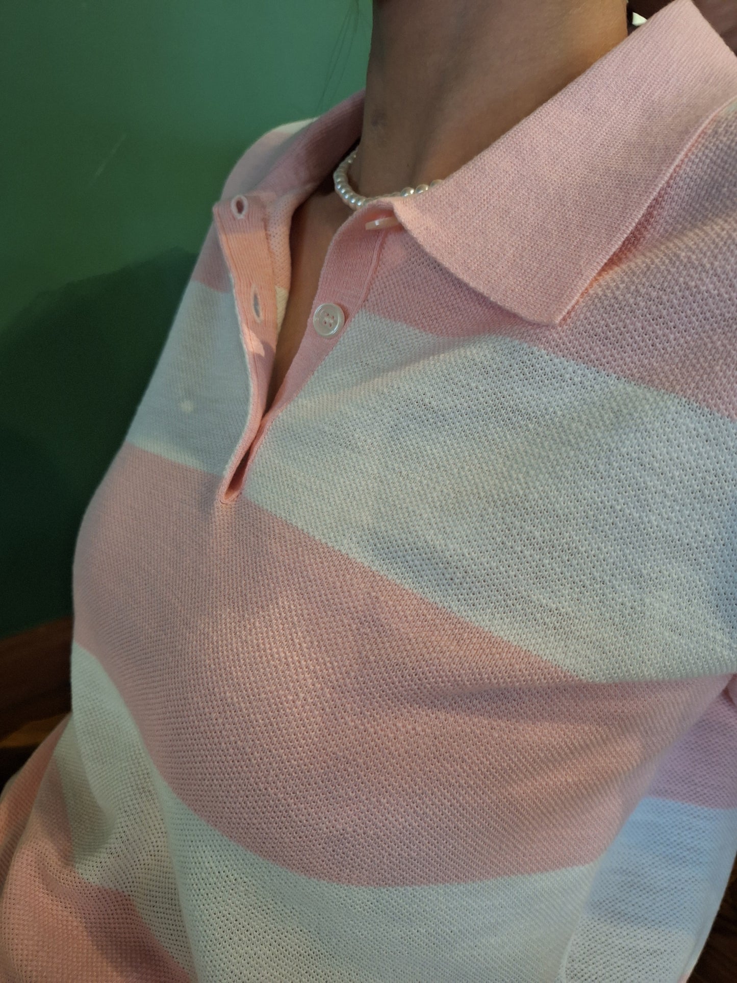 stripe knitted polo top