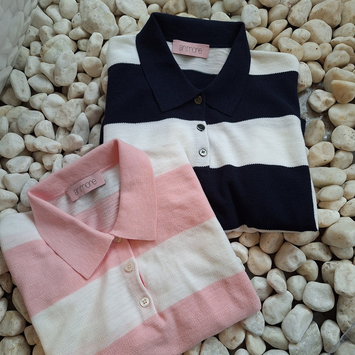 stripe knitted polo top