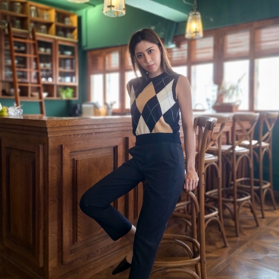 argyle round neck tank