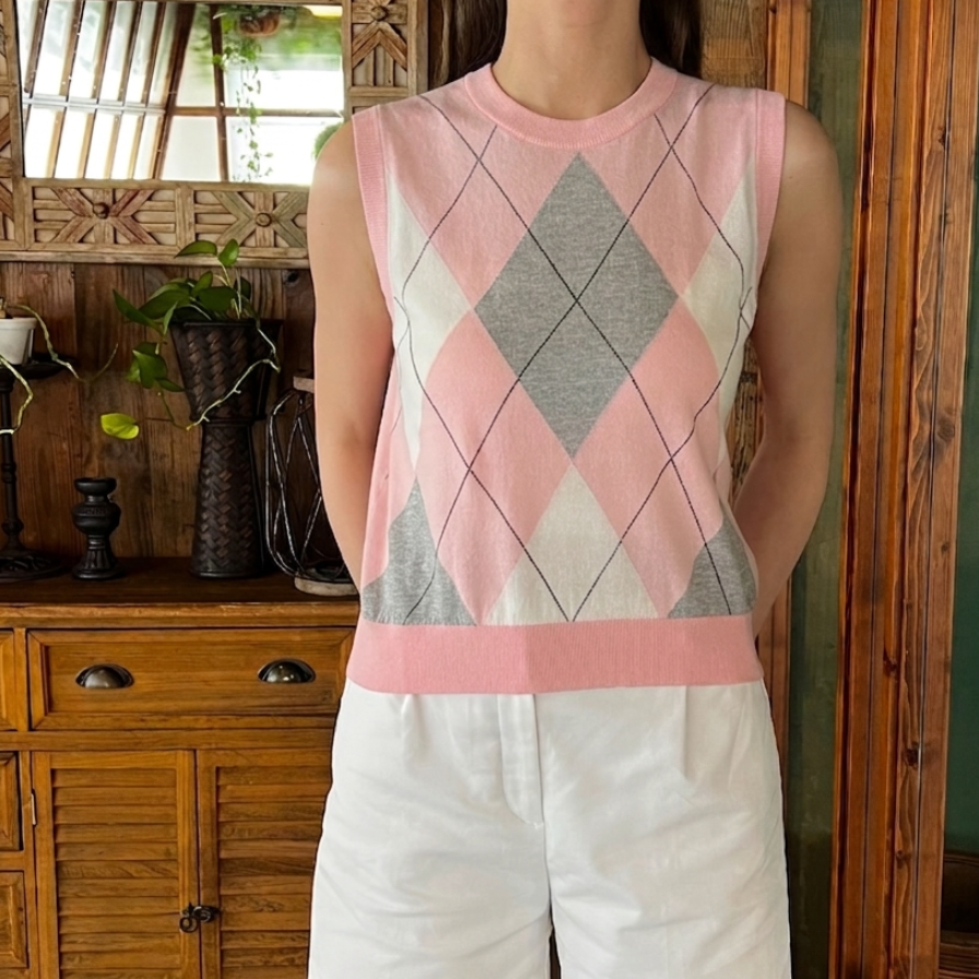 argyle round neck tank